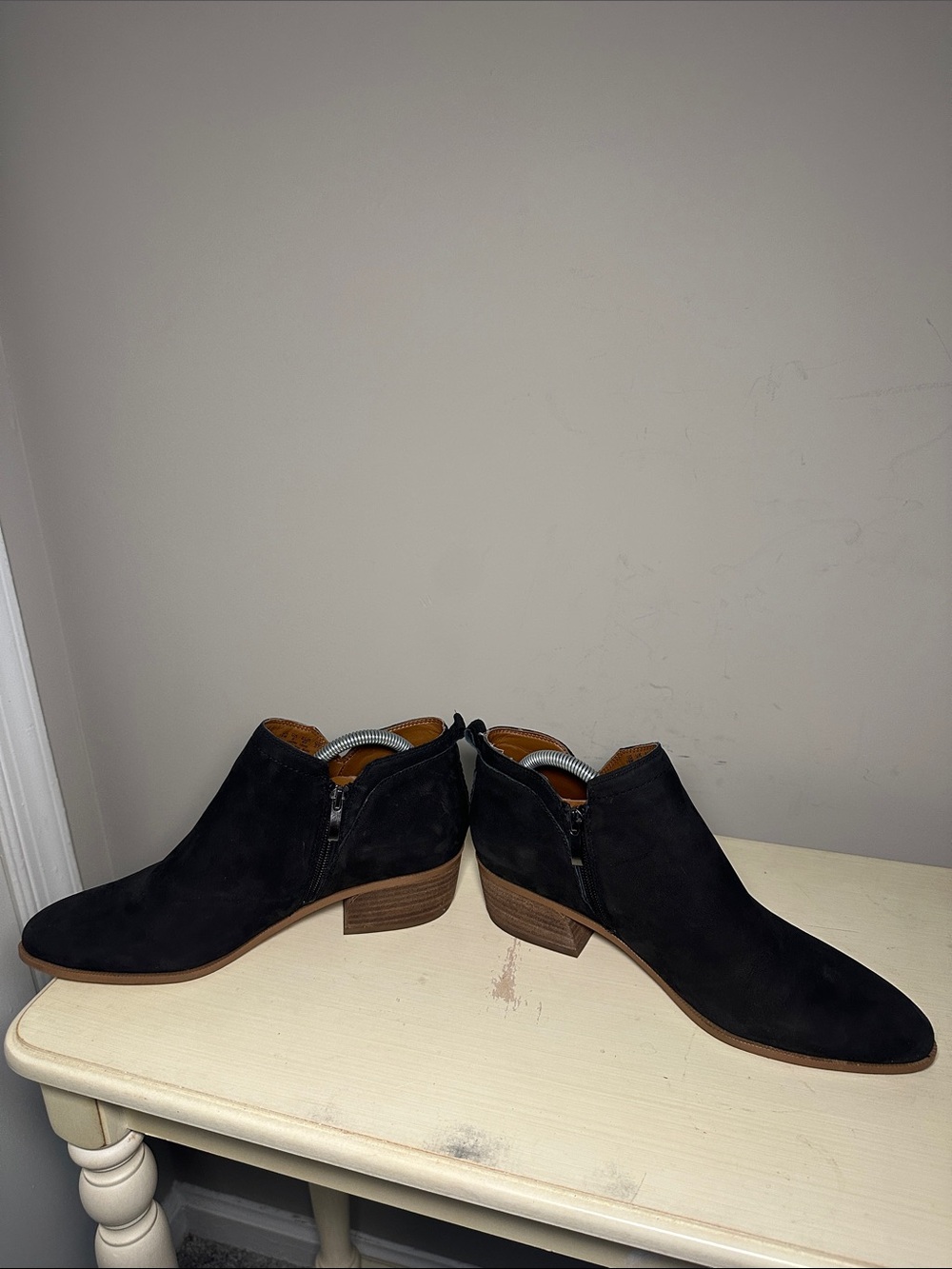 Franco Sarto Women’s Black Suede leather Ankle Booties  Slip-On Low Heel - Picture 5 of 8